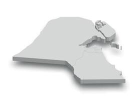 3d Kuwait white map with regions isolated vector