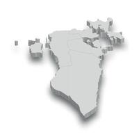 3d Bahrain white map with regions isolated vector