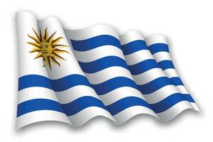 Realistic waving flag of Uruguay vector