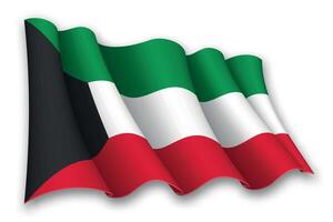 Realistic waving flag of Kuwait vector