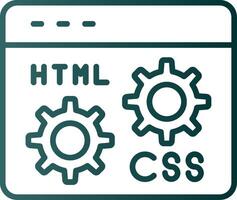 icono de gradiente de línea de desarrollo web vector