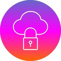 Cloud Lock Line Gradient Circle Icon vector