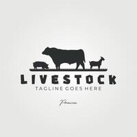 livestock logo icon vintage illustration design, sign for farm, barn and business vector