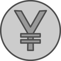 yen moneda línea lleno escala de grises icono diseño vector