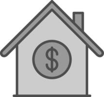 Mortgage Loan Line Filled Greyscale Icon Design vector