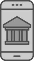 Mobile Banking Line Filled Greyscale Icon Design vector