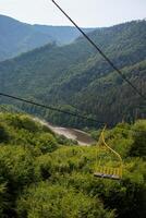 Cable car in the Ukrainian Carpathian mountains in summer. Mountain View photo