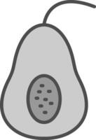 papaya línea lleno escala de grises icono diseño vector