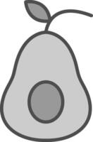 aguacate línea lleno escala de grises icono diseño vector