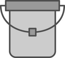 Cubeta línea lleno escala de grises icono diseño vector