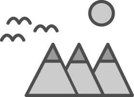 Mountain Line Filled Greyscale Icon Design vector