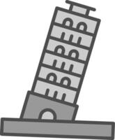 Pisa Tower Line Filled Greyscale Icon Design vector