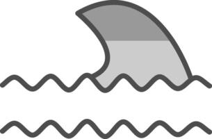 Oceano olas línea lleno escala de grises icono diseño vector