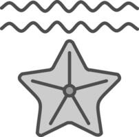 estrella de mar línea lleno escala de grises icono diseño vector