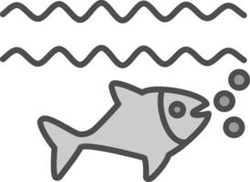 pescado línea lleno escala de grises icono diseño vector