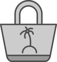 playa bolso línea lleno escala de grises icono diseño vector