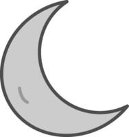 Moon Line Filled Greyscale Icon Design vector