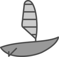 Windsurfing línea lleno escala de grises icono diseño vector