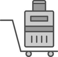 Luggage Trolley Line Filled Greyscale Icon Design vector