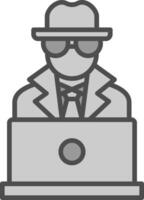 spyware línea lleno escala de grises icono diseño vector