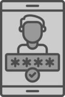 Authentication Line Filled Greyscale Icon Design vector