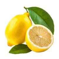 Lemon fruit with leaves isolated on white background photo