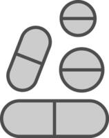 Pills Line Filled Greyscale Icon Design vector