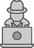 Hacker Line Filled Greyscale Icon Design vector