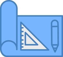 Draft Tools Line Filled Blue Icon vector