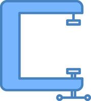 C Clamp Line Filled Blue Icon vector