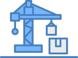 Crane Line Filled Blue Icon vector