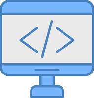 Code Line Filled Blue Icon vector