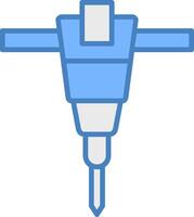 Jackhammer Line Filled Blue Icon vector