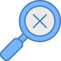 Cross Search Line Filled Blue Icon vector