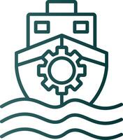 icono de gradiente de línea de barco vector