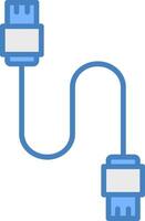 base de datos cable línea lleno azul icono vector
