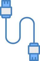 Database Cable Line Filled Blue Icon vector