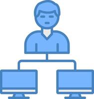 Server Client Line Filled Blue Icon vector