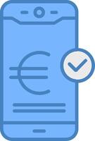 Euro Pay Line Filled Blue Icon vector