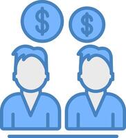 Seo Team Money Line Filled Blue Icon vector