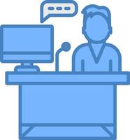 Hard Work System Line Filled Blue Icon vector