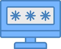Security Computer Password Line Filled Blue Icon vector