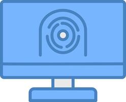 Security Computer Faceprint Line Filled Blue Icon vector