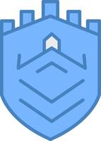 Security Castle Tech Line Filled Blue Icon vector