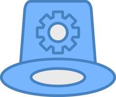 sombrero blanco línea lleno azul icono vector