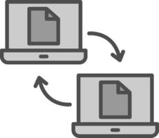 datos compartiendo línea lleno escala de grises icono diseño vector