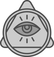 ojo de providencia línea lleno escala de grises icono diseño vector