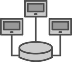 Distributed Database Line Filled Greyscale Icon Design vector