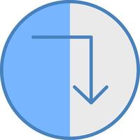 Turn Down Line Filled Blue Icon vector