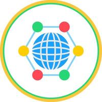Global Snchronzation Flat Circle Icon vector